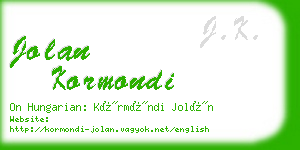 jolan kormondi business card